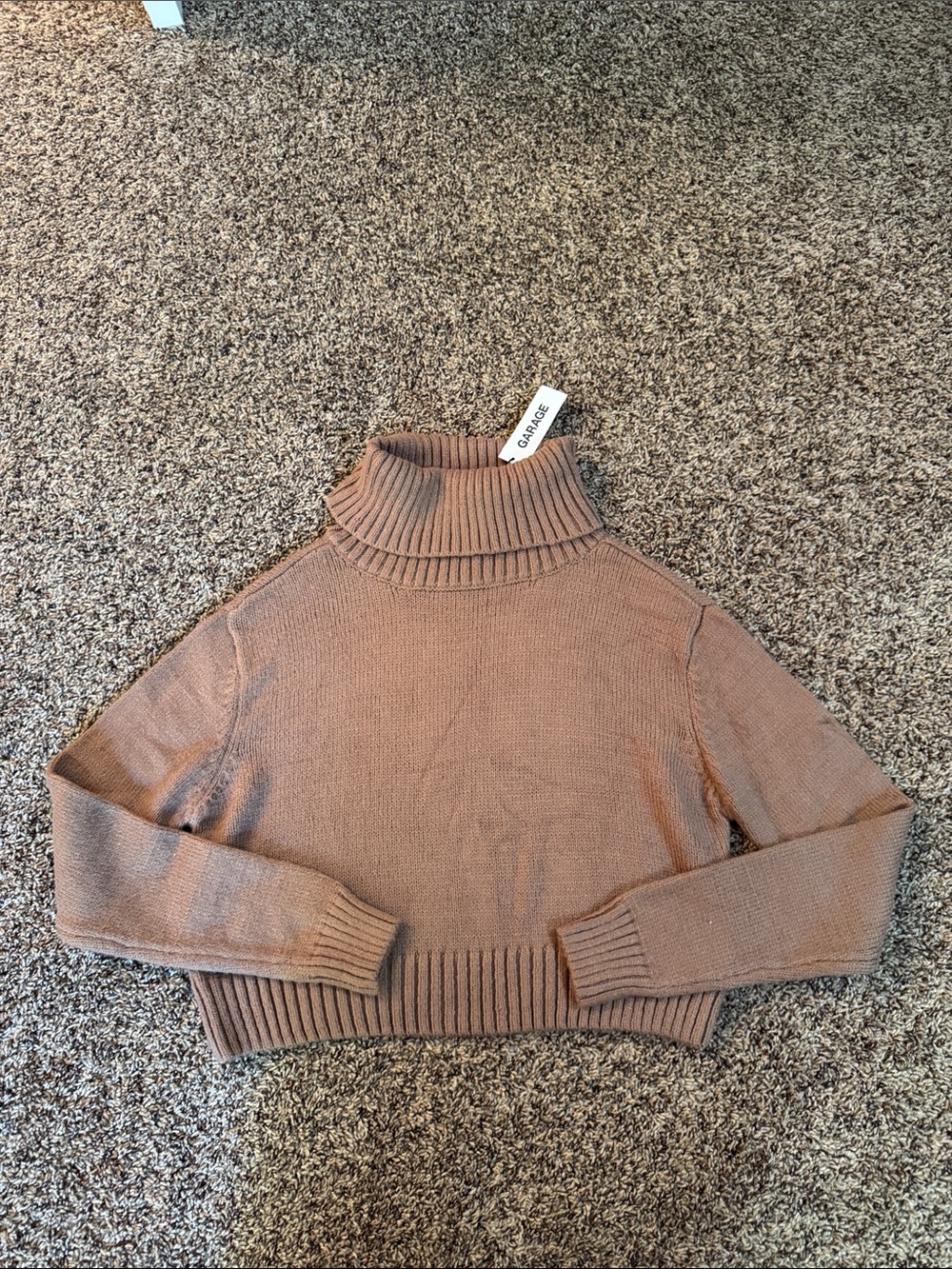 Garage Cropped Turtleneck Sweater - Brown